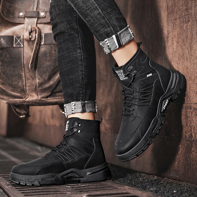 Men's High Top Men's Autumn And Winter Leather Work Shoes - Nioor