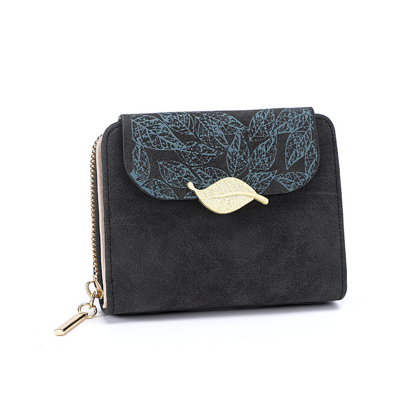 Women's Short Print Flip Zipper Wallet