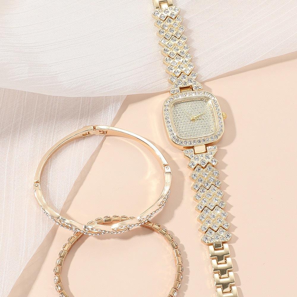 Women's Square Diamond Bracelet Fashion Quartz Watch - Nioor