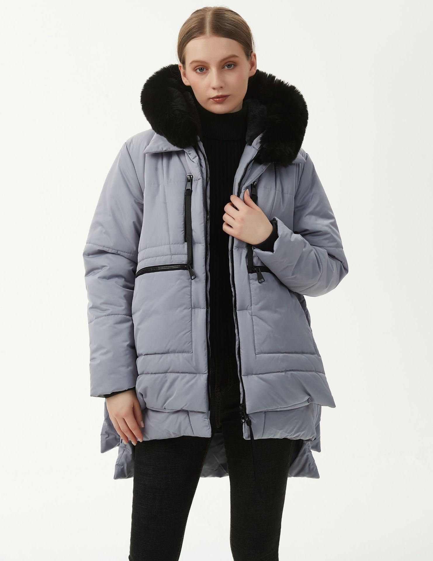 Women's Casual Hooded Middle Long Cotton-padded Coat - Nioor