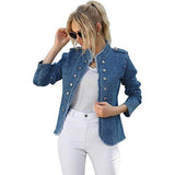 Single-breasted Solid Color Denim Coat - Nioor