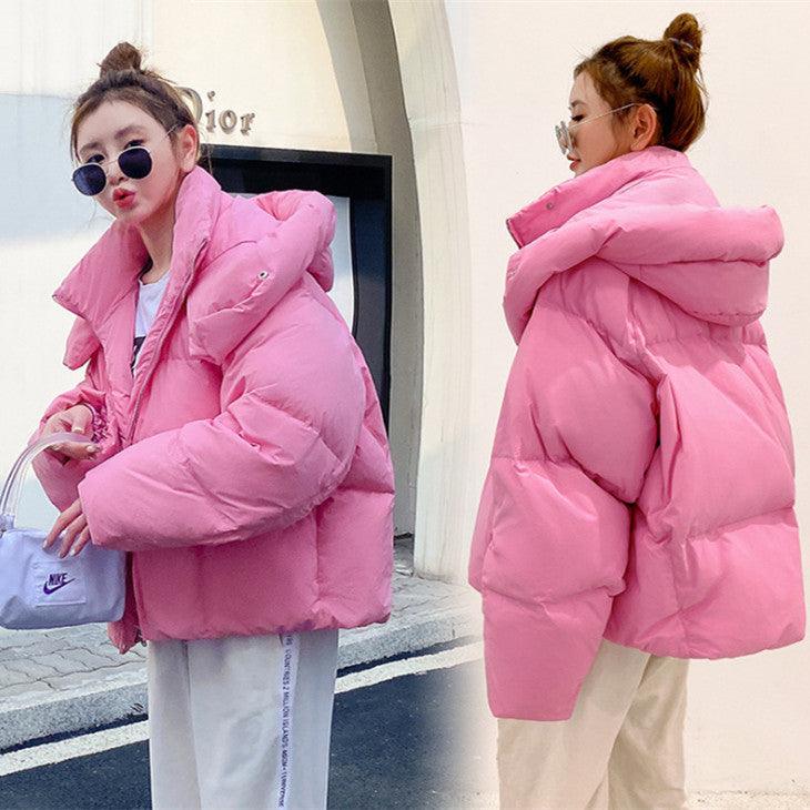 Puffy Hooded Bread Short Cotton-padded Jacket For Women Thick Loose - Nioor