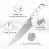 Qulajoy White Knife Set With Block - 9 Piece Razor Sharp Forged High Carbon Stainless Steel Kitchen Knives - Triple Rivet Cooking Knife Set With Kitchen Shear And Sharpener Stick - Nioor