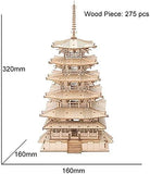 Robotime Five-storied Pagoda 3D Wooden Puzzle Toys For Children Kids Birthday Gift TGN02 - Nioor