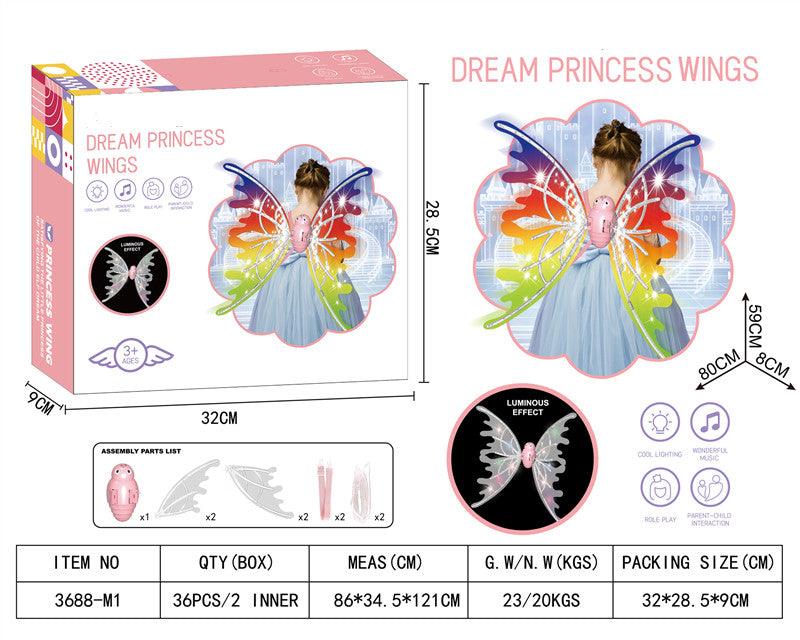 Girls Electrical Butterfly Wings With Lights Glowing Shiny Dress Up Moving Fairy Wings For Birthday Wedding Christmas Halloween - Nioor