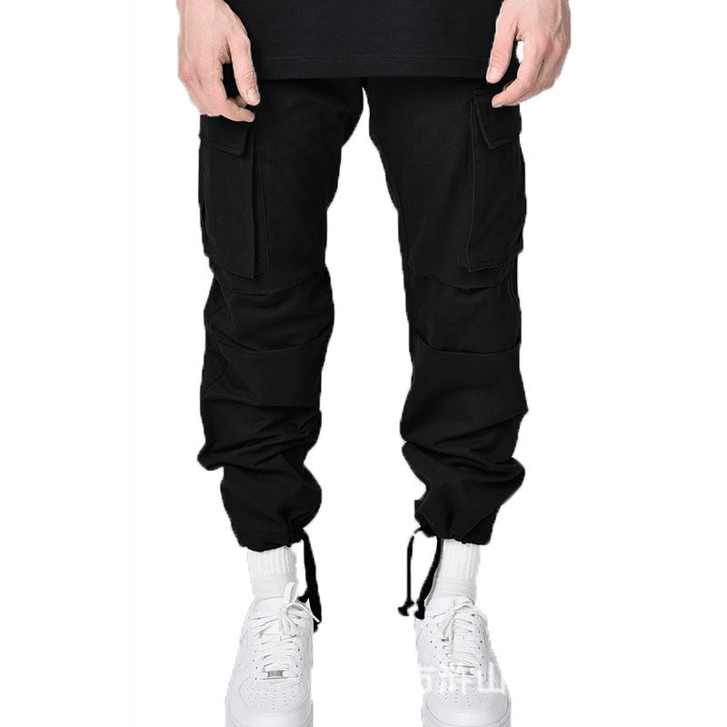 Multi Pocket Six Colors Fashion Casual Men's Cargo Drawstring Loose Pants