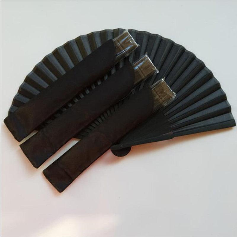 National Style Folding Fan Pure Black Silk Fan - Nioor