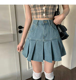 High Waist Hip-wrapped Skirt Pleated Denim Skirt - Nioor