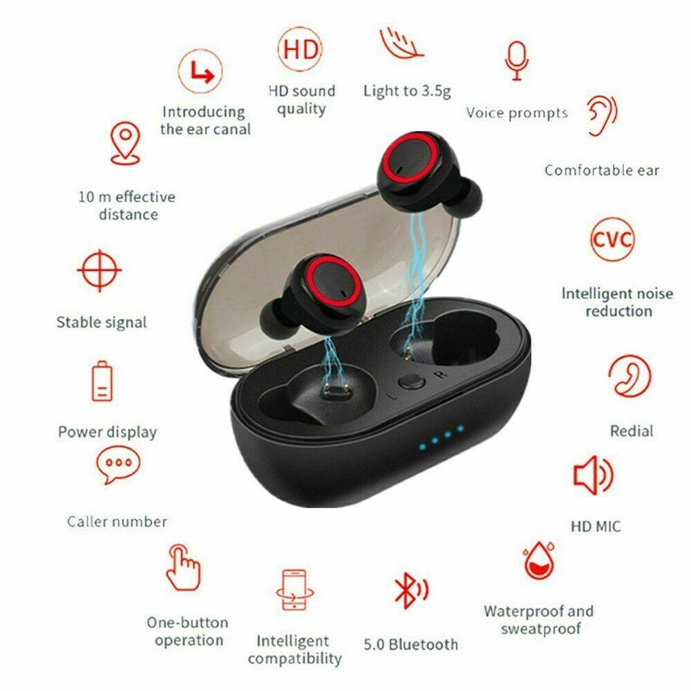 Waterproof Bluetooth 5.0 Wireless Earbuds Headphone Headset Noise Cancelling TWS - Nioor