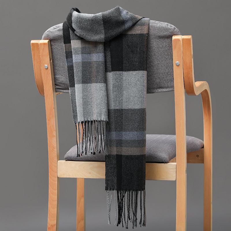 British Plaid Imitation Cashmere Tassels Couple Parent-child Men's Scarf - Nioor