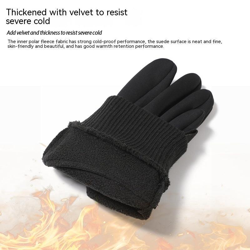 Men's Outdoor Windproof Cycling Warm Velvet Padded Thickened Gloves - Nioor