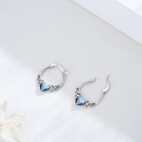 925 Sterling Silver Austrian Crystal Irish Celtic Love Heart Hoop Earrings - Nioor