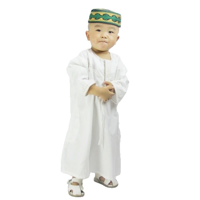 Small Muslim Men's Robe With Cotton And Linen Embroidery