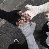 Autumn And Winter Knitting Gloves Hot Girl Trendy Yamamoto Dark Destruction Personality Sweet Cool Oversleeve - Nioor