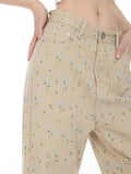 Homemade Floral Straight Leg Jeans For Women - Nioor
