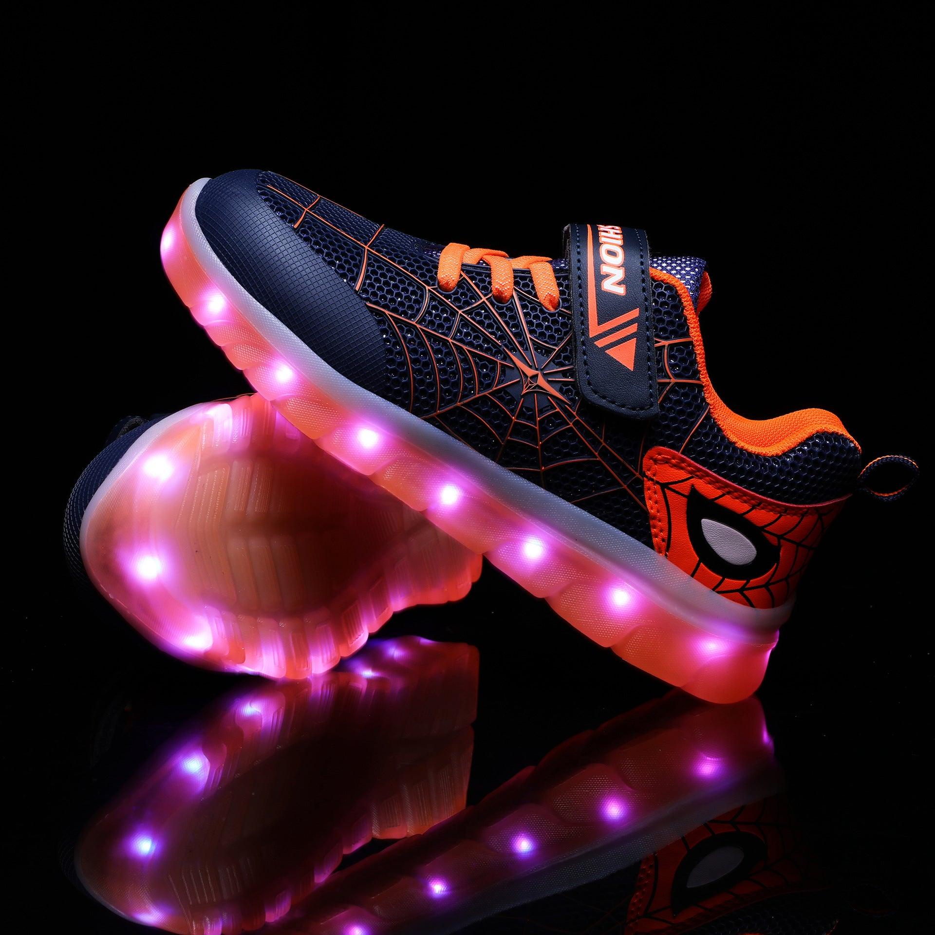 Size 26-37 Kids Led USB Recharge Glowing Shoes Children's Hook Loop - Nioor