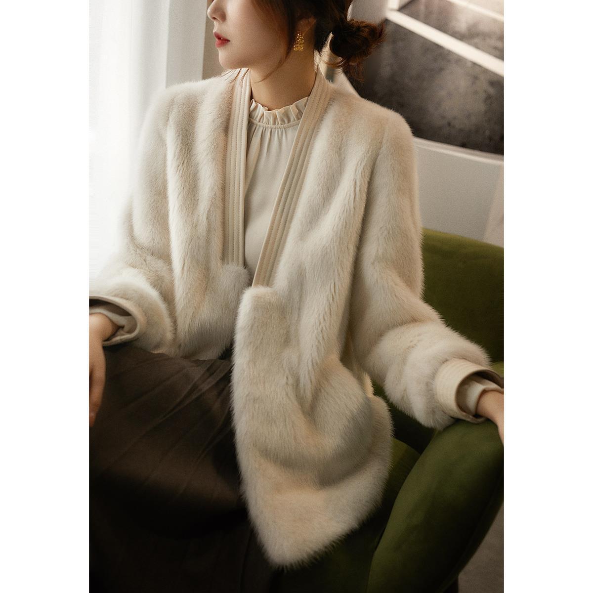 Women's Leisure Simple Mink Fur Coat - Nioor