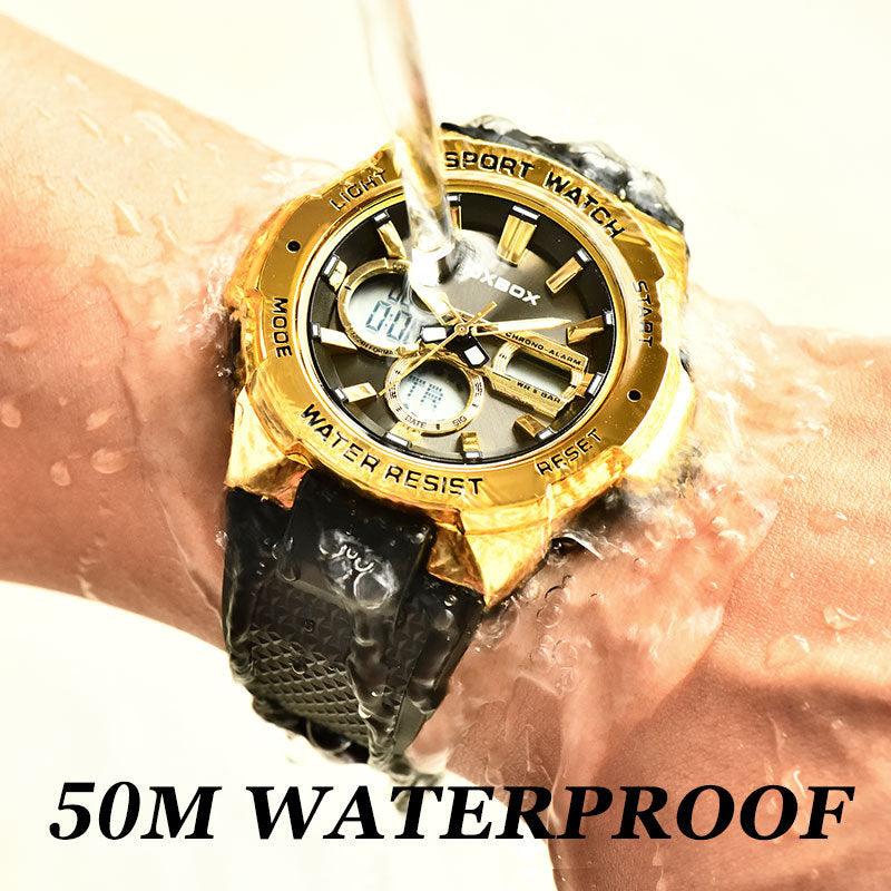 Double Display Multi-function Sports Men's Waterproof Luminous Quartz Watch - Nioor