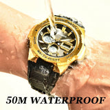 Double Display Multi-function Sports Men's Waterproof Luminous Quartz Watch - Nioor