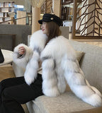 High End Marble Fox Fur Coat - Nioor