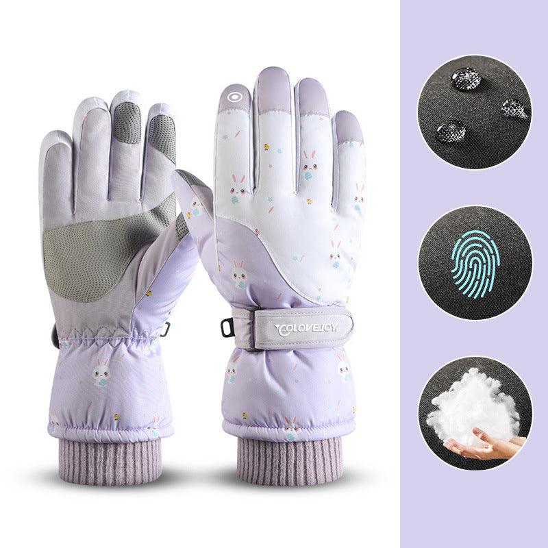 Snowflake Cartoon Print Gloves Winter Touchscreen Waterproof Windproof Warm Gloves For Cycling Fishing Skiing - Nioor