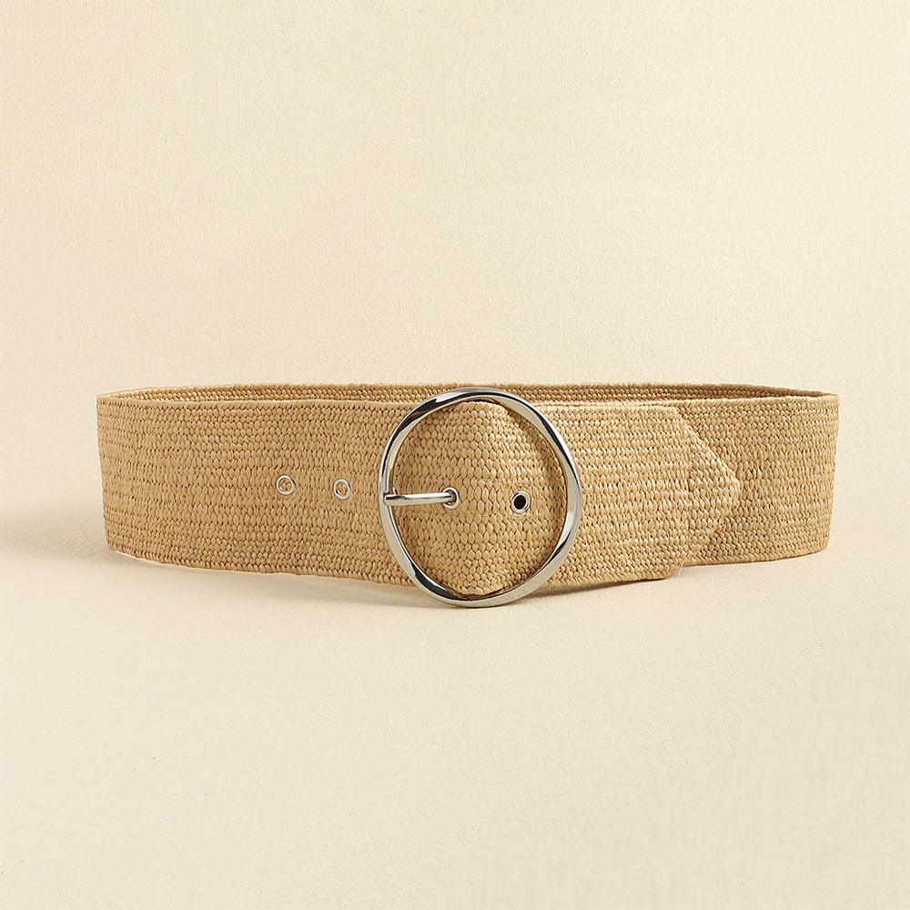 Summer Fashion Pp Grass Woven Belt Beach Holiday Wide Waist Cover - Nioor