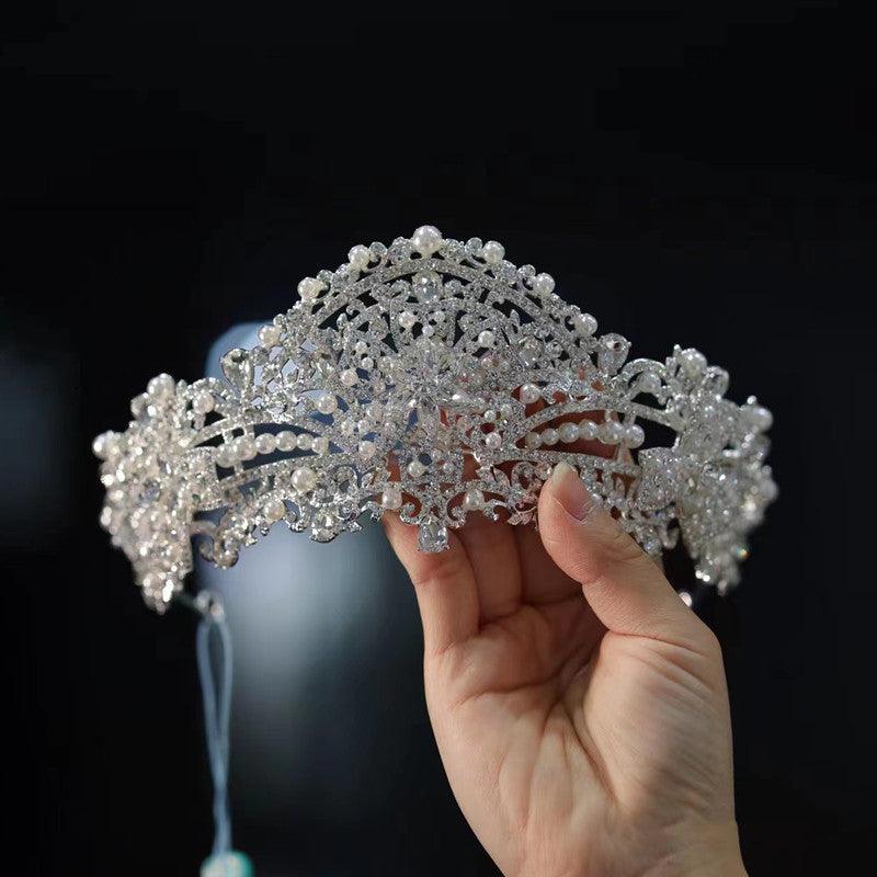 New Wedding Dress Silver Forehead Crown Temperament Luxury Rhinestone Alloy - Nioor