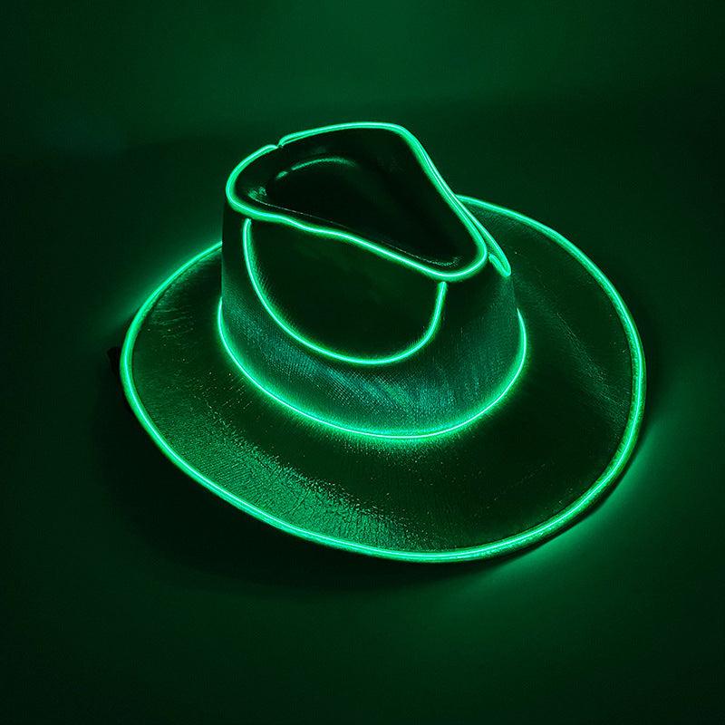 Halloween Carnival Party LED Wireless Fluorescent Colorful Cowboy Flashing Hat - Nioor