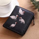 New Ladies Wallet Hand Embroidered White Swan