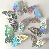 Butterfly Stickers Colorful Silver Hollow Paper 3d Wall Stickers Living Room Bedroom Wall Decoration Wall - Nioor