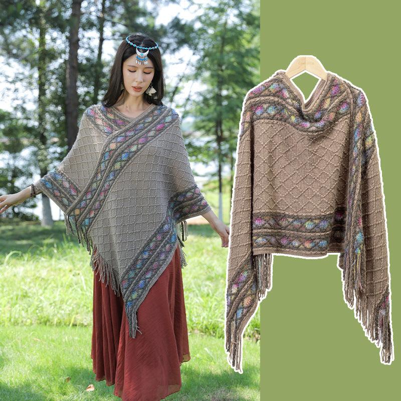 Autumn And Winter New Ethnic Style Shawl Travel Tassel Cloak - Nioor