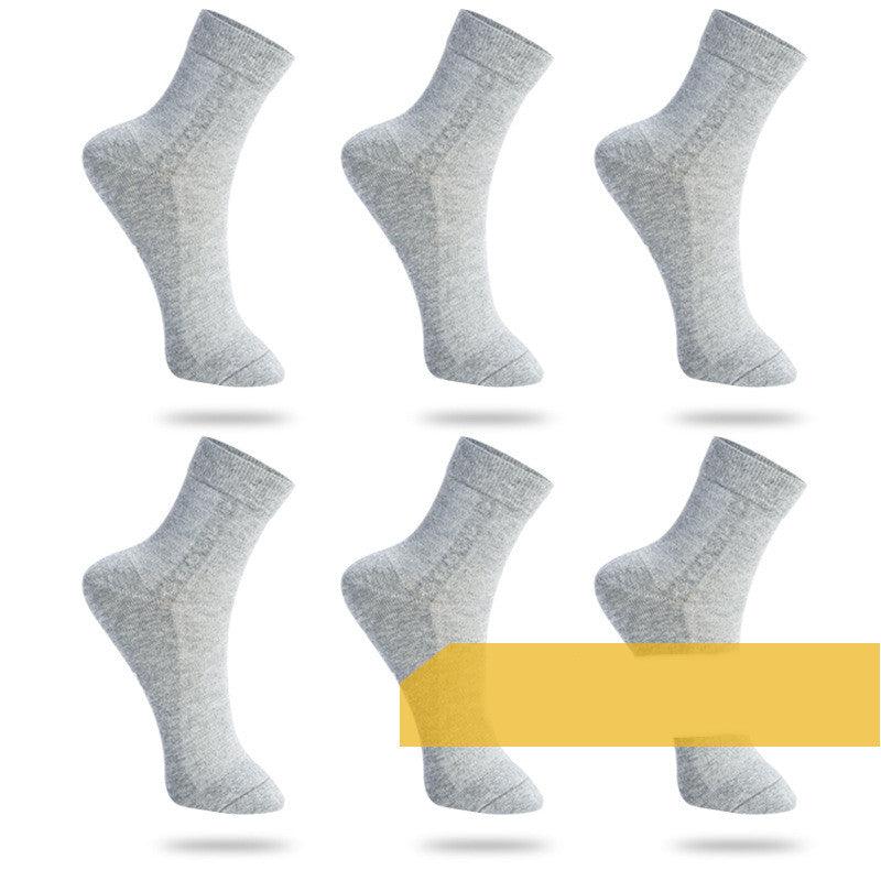 Men's Fashion Solid Color Cotton Sweat-absorbing Mid-calf Socks - Nioor