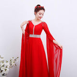 The Red Long Guzheng Performance Dress Is Elegant And Slim - Nioor