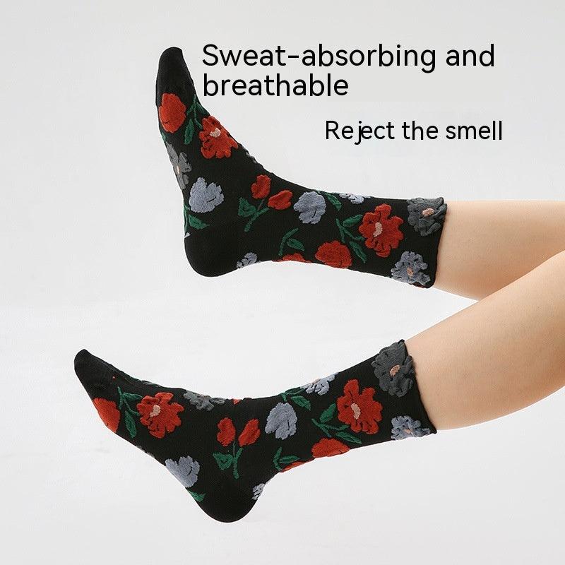 Women's Vintage Combed Cotton Warm Mid-calf Length Socks - Nioor