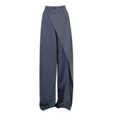 Fashion Irregular Stitching Straight-leg Trousers Women's Fried Street Pleated Suit Pants - Nioor