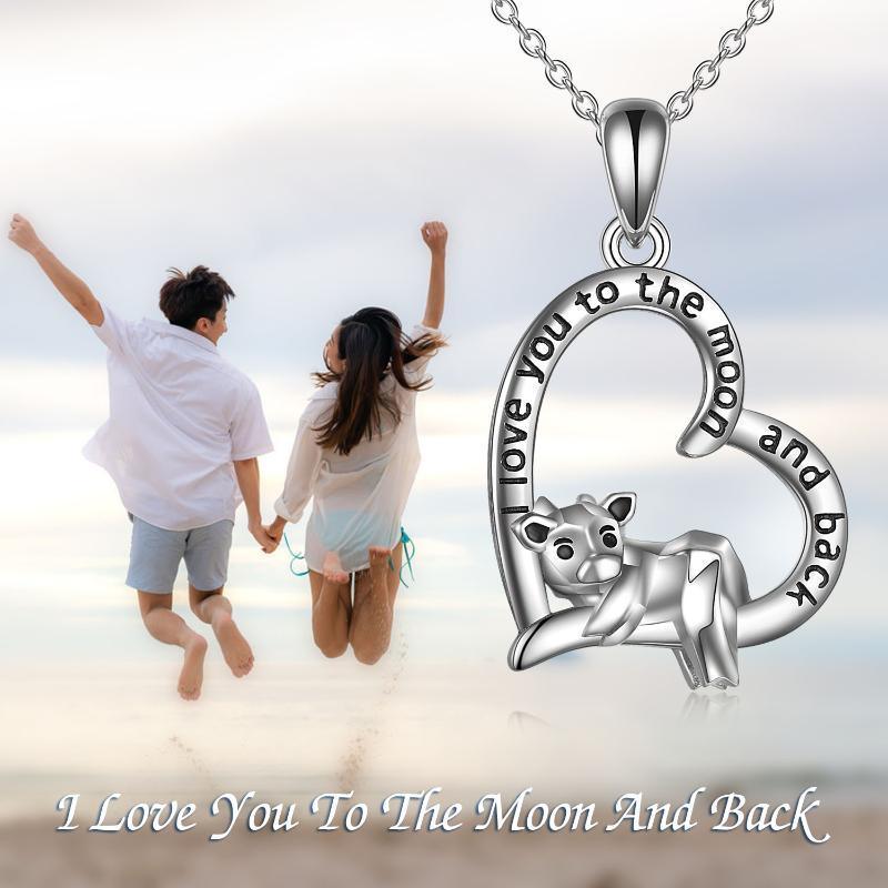 Sterling Silver Cow Heart Pendant Necklace for Women I Love You To The Moon And Back - Nioor