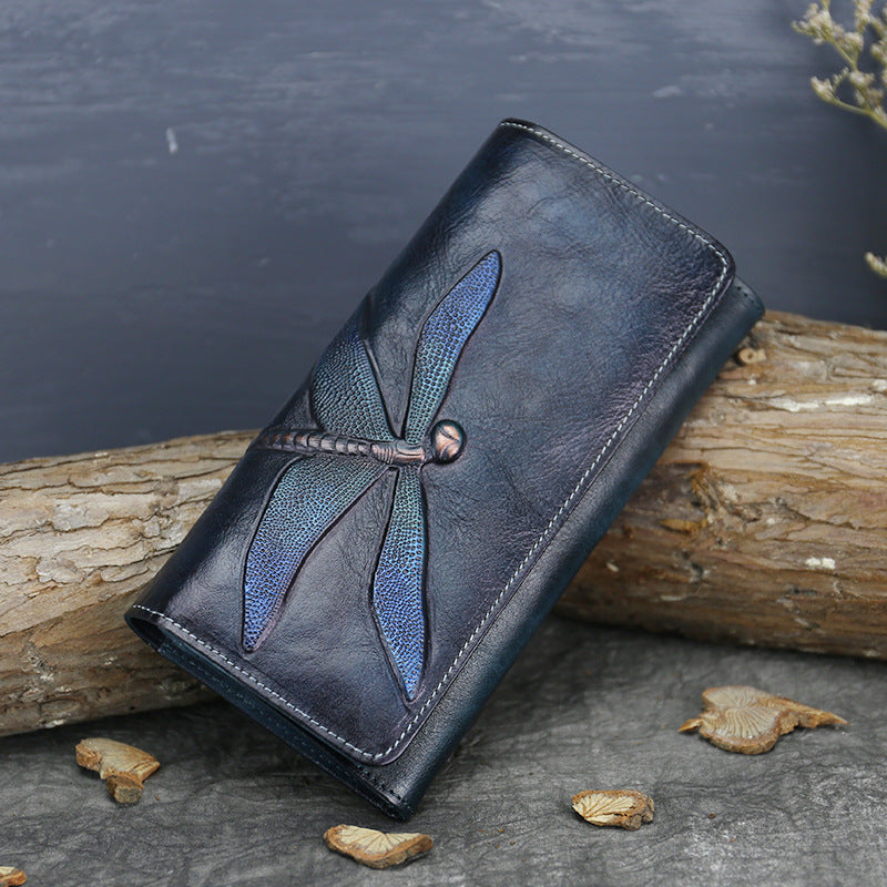 Top Layer Women's Butterfly Leather Long Wallet