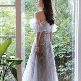 Off-shoulder Annual Conference Host Engagement Dress - Nioor