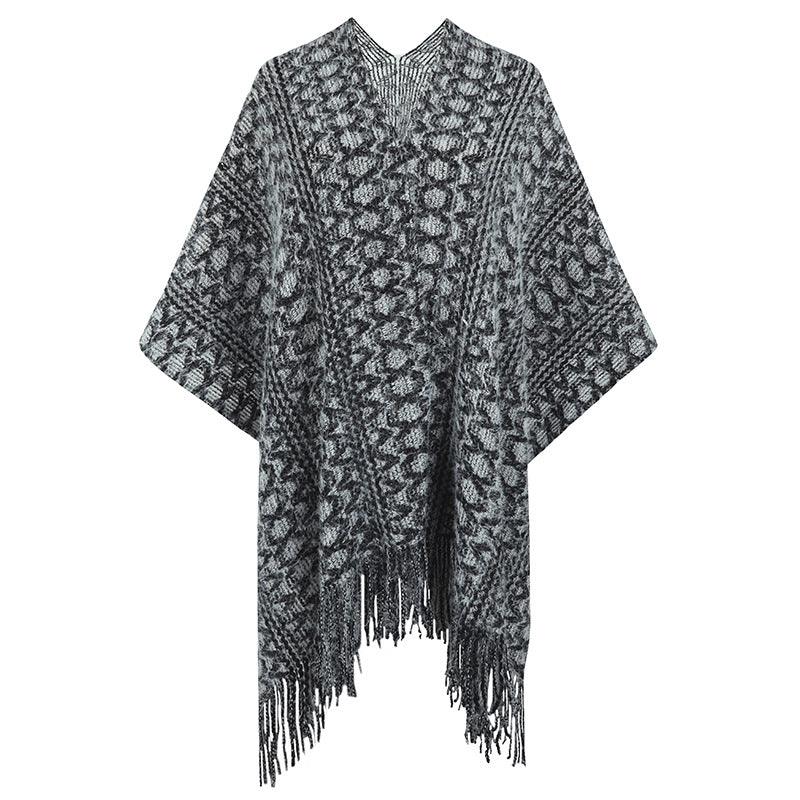 Polyester Yarn Crocheted Hollow Knitted Tassel Cape And Shawl Sweater Women's Cardigan - Nioor