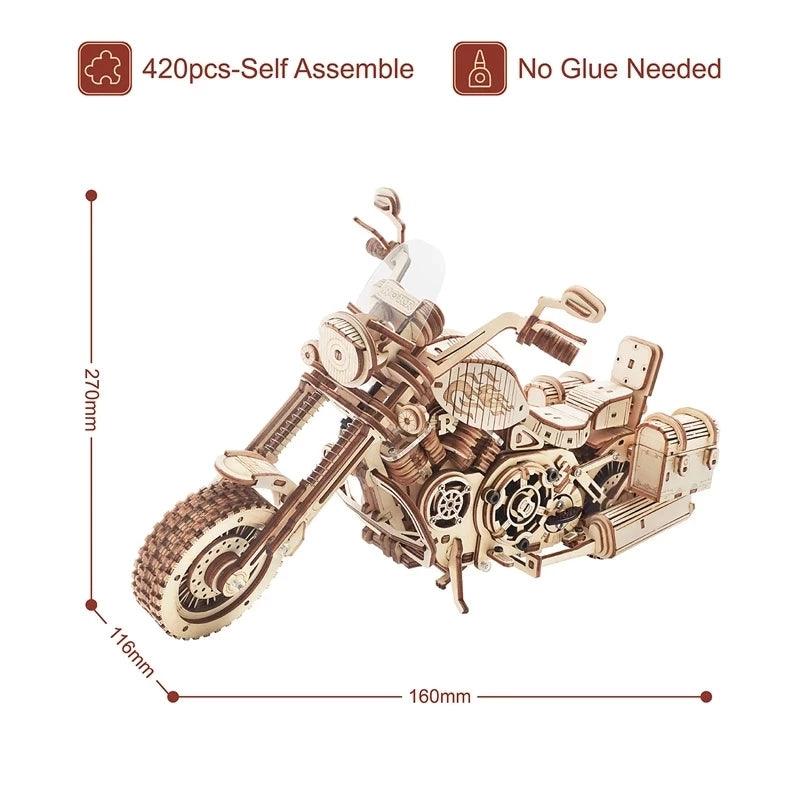 Robotime Rokr Cruiser Motorcycle DIY Wooden Model 420 Pcs Building Block Kits Funny Toys Gifts For Children Adults Dropshipping - Nioor