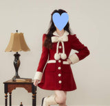 Women's Winter Christmas New Year Red Woolen Coat - Nioor