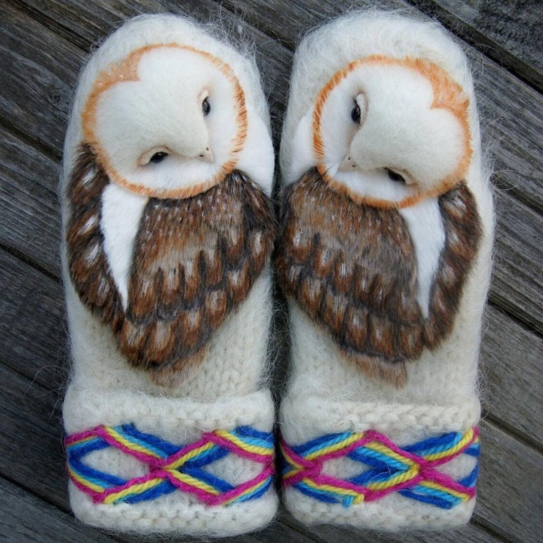 Owls Knitted Wool Gloves Winter Warm Cartoon Gloves For Christmas Gift - Nioor