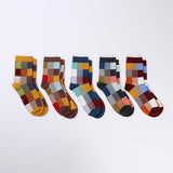 Cotton Medium Tube Classic Plaid Socks For Men - Nioor