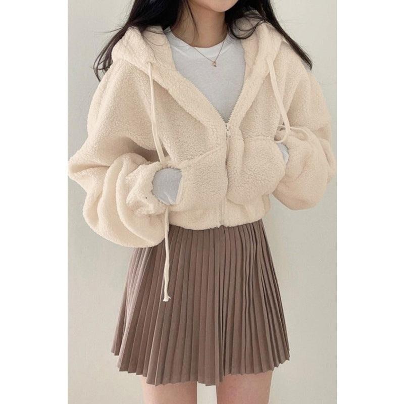 Academy Retro Solid Lamb Wool Casual Jacket Top - Nioor