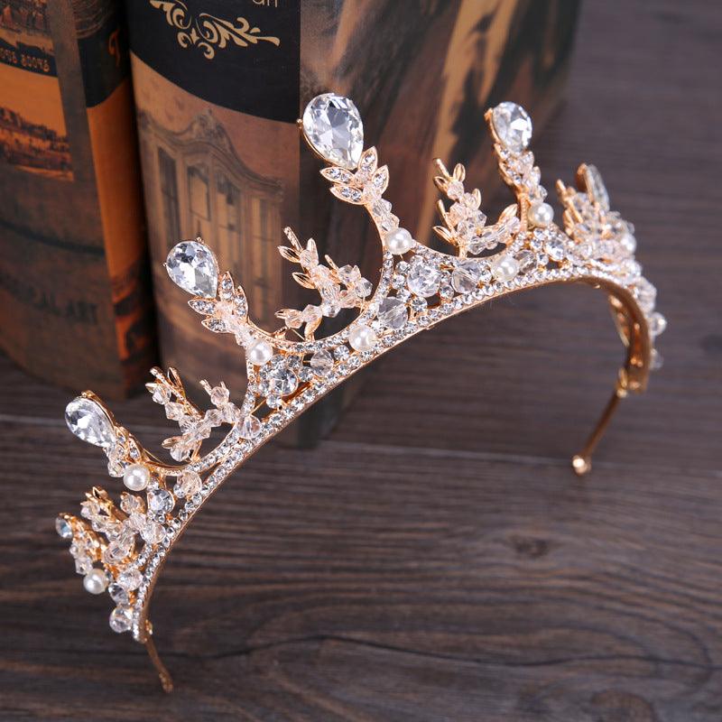 Auspicious Wheat Ear Handmade Bridal Diamond Crown - Nioor