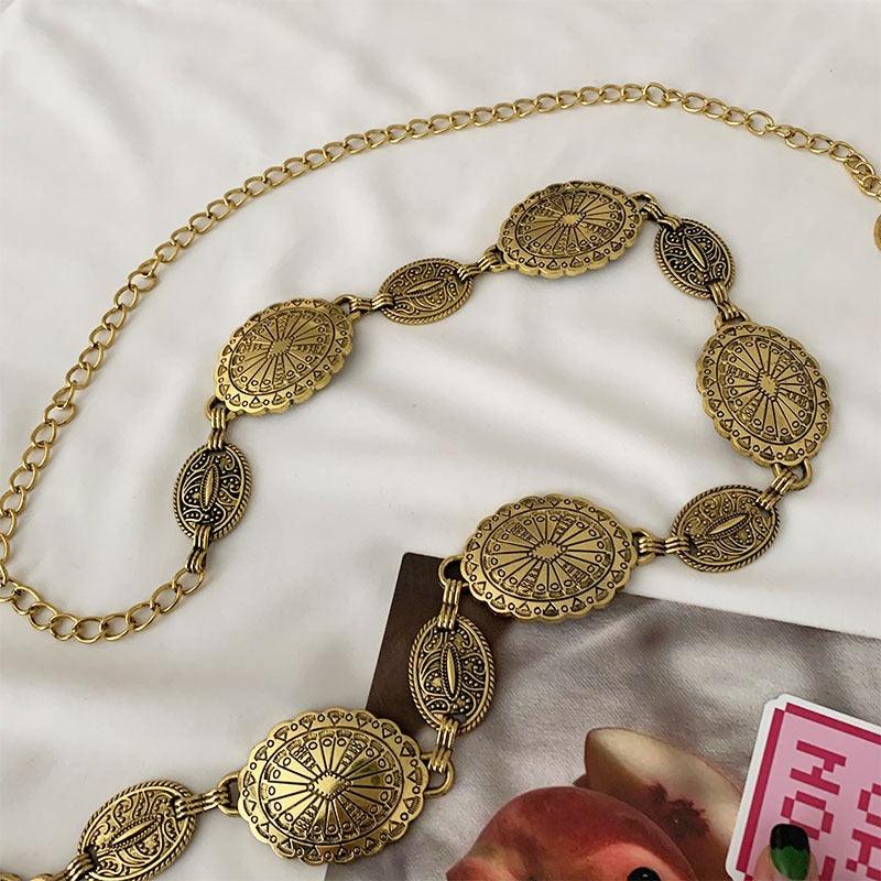 Retro Multi-element Ethnic Style Carved Chain Niche Modified Waist - Nioor