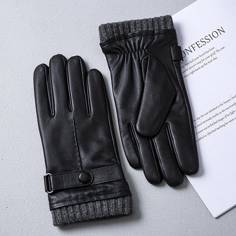 Men's Touch Screen Warm Driving In Autumn And Winter Riding Sheepskin Gloves - Nioor