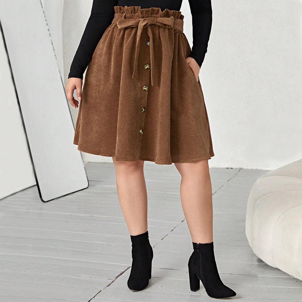 Women's Polyester Umbrella Skirt Retro Slimming High Waist Casual - Nioor