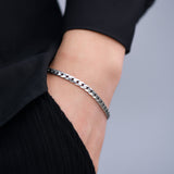 S925 Silver Flat Snake Glossy Curb Necklace Bracelet