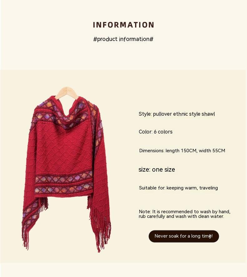 Autumn And Winter New Ethnic Style Shawl Travel Tassel Cloak - Nioor